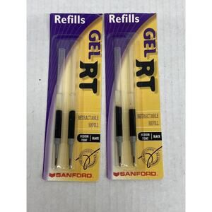 2 Packs Sanford Uni-Ball Pen Gel RT Retractable Refill Medium Point Black Ink